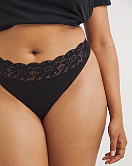 Pretty Secrets (5 Pack) Lace Top No VPL Thong Knickers Black
