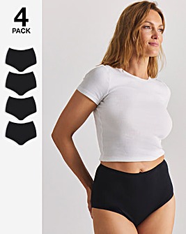 Pretty Secrets (4 Pack) Cotton Full Fit Knickers Black