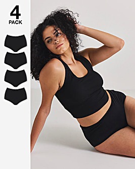 Pretty Secrets (4 Pack) Cotton Full Fit Knickers Black