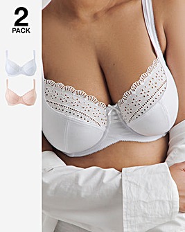 Pretty Secrets Jane 2 Pack Broderie Wired Full Cup Bras C-L -Blush/White