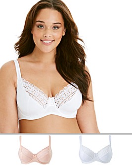 Pretty Secrets Jane 2 Pack Blush/White Full Cup Wired Bras