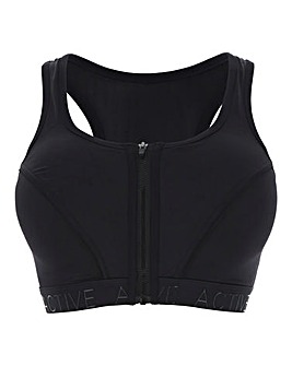 Pretty Secrets High Impact Black Zip Front Sports Bra B-H