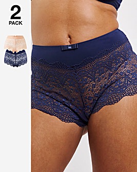 Pretty Secrets Lottie Navy/Blush 2 Pack Lace Briefs