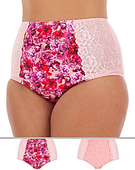 Pretty Secrets Laura 2 Pack Laura Full Fit Pink Floral/Rose Briefs