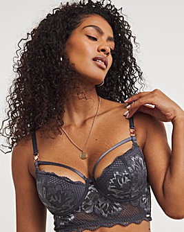 Figleaves Curve Amore lace and fishnet detail longline padded