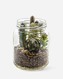 Faux Succulent Garden in Glass Jar
