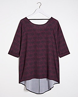 Burgundy Print Dipped Back Cocoon Tunic