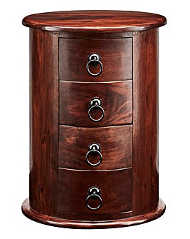 Jaipur Ready Assembled Solid Acacia Wood 4 Drawer Round Chest