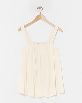 Simply Be Ecru Crinkle Ruched Strap Cami