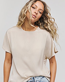 Hammered Satin Boxy Blouse