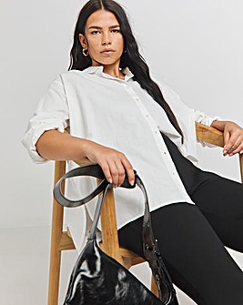 White Relaxed Cotton Poplin Shirt