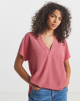Simply Be Dusty Rose V Neck Boxy Blouse