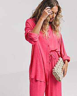 Pink Oversized Crinkle Shirt