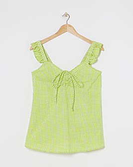 Simply Be Lime Check Gingham Ruched Cami