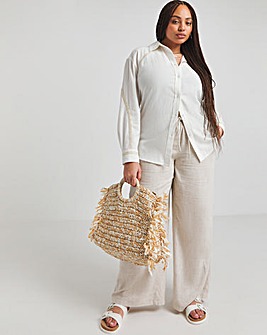 Ivory Artisan Long Sleeve Relaxed Shirt With Lurex Trim