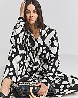 Mono Print Oversized Linen Shirt