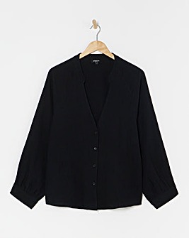 Simply Be Black Cheesecloth Long Sleeve Boxy Shirt
