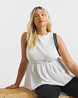 Green Side Stripe Jersey Mix Tank Top