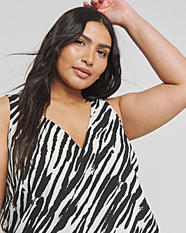 Zebra Print Sleeveless V Neck Cami