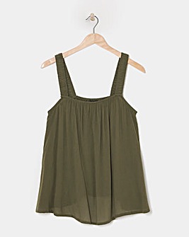 Simply Be Khaki Crinkle Ruched Strap Cami