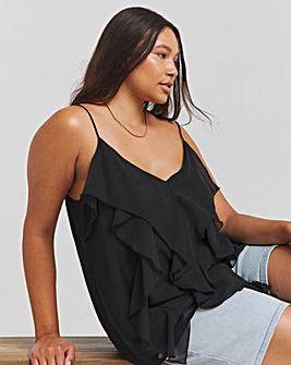 Black Ruffle Front Cami