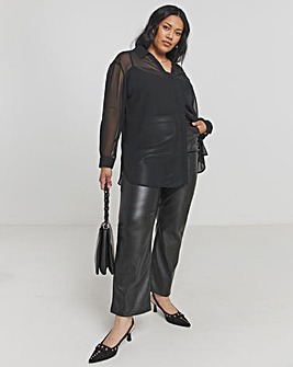 Black V Neck Sheer Shirt