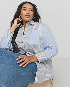 Oversized Mixed Stripe Poplin Shirt