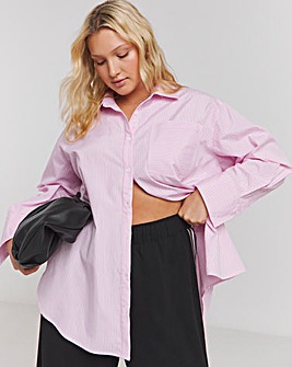 Mixed Stripe Oversized Poplin Shirt