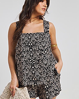 Mono Print Viscose Beaded Strappy Cami