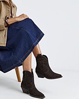 Angelique Embroidered Leather Ankle Western Boots - Extra Wide Fit (EEE)