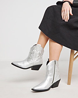 Angelique Embroidered Leather Ankle Western Boots Extra Wide EEE Fit
