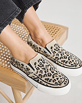 Cali Slip On Canvas Trainer Wide E Fit