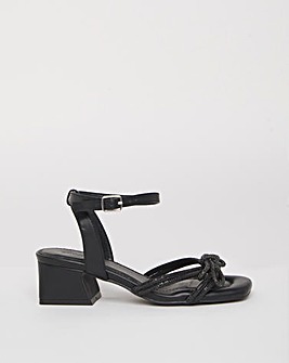 Cassia Diamante Bow Low Block Heel Sandals Wide E Fit