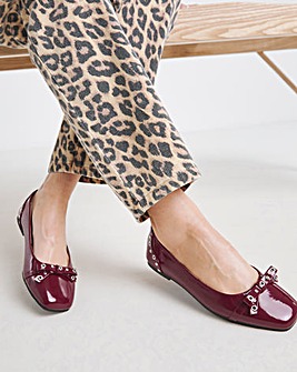 Catania Studded Bow Ballerina Shoes Wide E Fit