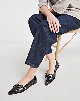Livorno Pointed Buckle Detail Ballerina Wide E Fit
