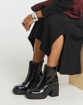 Lina Square Toe Platform Ankle Boots Wide E Fit