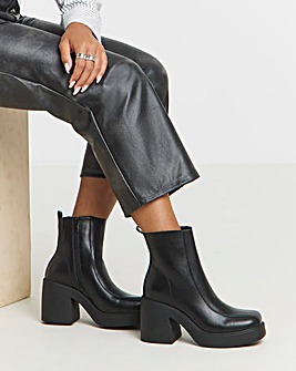 Lina Square Toe Platform Ankle Boots - Wide Fit (E)
