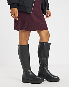 Kacey Chunky Knee High Boots Extra Wide EEE Fit Super Curvy Calf