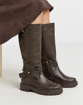 Veronica Knee High Wrap Detail Boots - Wide Fit (E) & Curvy Calf