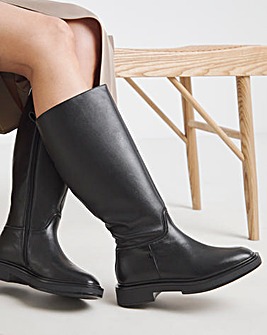 Berry Leather Knee High Riding Boots Wide E Fit Super Curvy Calf