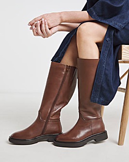 Berry Leather Knee High Riding Boots Wide E Fit Curvy Calf