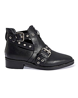 Buckle Cut Out Ankle Boots Standard Fit