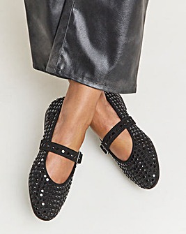 Addison Studded Mary Jane Shoes - Wide Fit (E)