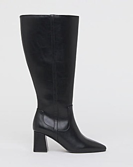 Soprano Block Heel Pointed Knee High Boots Extra Wide Fit (EEE) Super Curvy Calf