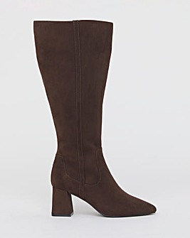 Soprano Block Heel Pointed Knee High Boots Wide E Fit Curvy Calf