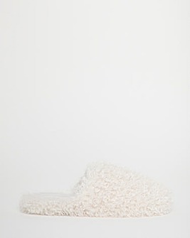 Mindy Shaggy Fur Mule Slippers - Wide Fit (E)