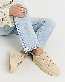 Sicilly Canvas Trainers Chunky Ribbed Sole - Wide Fit (E)