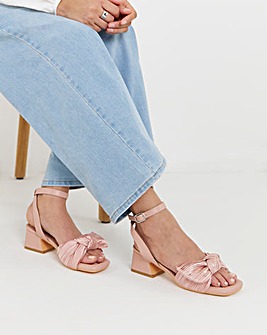 May Side Bow Low Block Heel Sandals - Extra Wide Fit (EEE)