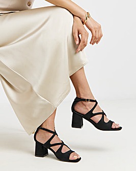 Dani Cross Over Strappy Block Heel Sandals - Extra Wide Fit (EEE)