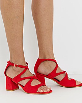 Dani Cross Over Strappy Block Heel Sandals - Wide Fit (E)